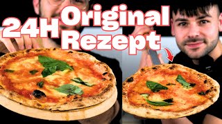 Pizza Backen Mit Echtem Italienischem Pizza Bäcker  RezeptOfenBelag saveriocannatella [upl. by Nolra]