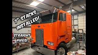 Installing 7quot Stacks on my Peterbilt 362 Cabover with a 8V92 Detroit [upl. by Ymmak]