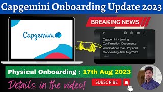 capgemini onboarding update  17th Aug 2023  capgemini joining process explained  Watch Now✔️🔥 [upl. by Isle]