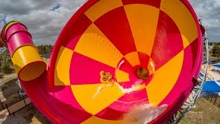 Insane TORNADO Funnel Water Slide  Adventure Park Geelong [upl. by Sekoorb]