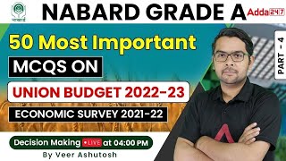 50 Most Important MCQs on Union Budget 202223  Economic Survey 202122  Part 4  By Veer Sir [upl. by Siryt]