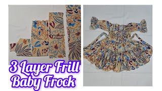 3 layer frill Baby Frock Cutting And Stitching23Years Baby Baby frilly Frock [upl. by Roderic694]