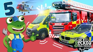 Geckos Top 5 Emergency Vehicles｜Trucks For Kids｜Geckos Real Vehicles｜Learning amp Educational Videos [upl. by Cirded205]