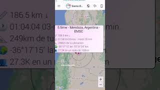 CONFIRMADO Sismo 55 Mww Richter MENDOZA y Persibio en REGION CENTRAL DE CHILE 🇨🇱 [upl. by Rawlinson]