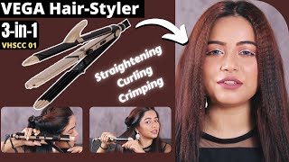 VEGA VHSCC 01 3 in 1 Hair Straightener Review  Straightener  Crimper  Curler [upl. by Nnyluqcaj]