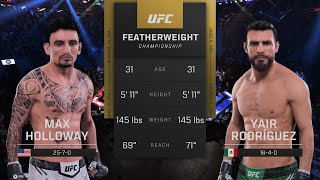 Max Holloway VS Yair Rodriguez  Full Fight  UFC 5  EA SPORTS [upl. by Kcerb552]