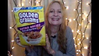 ASMR Golden Grahams Cereal Retro Recipe Crunchy Unboxing Sounds Relax [upl. by Annor702]