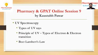 UV Spectroscopy  Pharmaceutical Analysis [upl. by Arvell771]