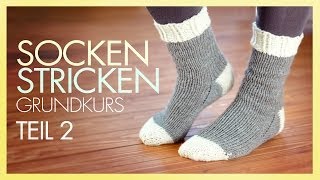 Socken Stricken Ferse beginnen TEIL 2 GRUNDKURS [upl. by Nnairrehs672]