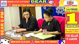 DEAR LOTTERY SAMBAD LIVE 6PM DRAW 05082024  SIKKIM STATE LOTTERY LIVE FROM GANGTOK [upl. by Bartholomew]