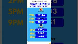 Lotto Result September 6 2024 2pm 5pm 9pm  2D 3D LOTTO RESULTS PCSO Lotto lottoresults [upl. by Joella]