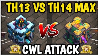 Which TH14 Base Can Withstand TH13 Attacks Th13 Vs Th14  Cwl Th13 Vs Th14  Th13 Attack Strategy [upl. by Hanleigh]