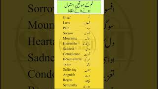 Top English vocabulary for Grief with Urdu Meaning  Grief Vocabulary  Smart Study Zone [upl. by Kucik]