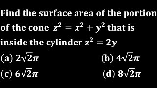 surface area of the portion of the cone that is inside the cylinder integral calculus [upl. by Ennael]