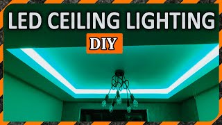 LED ceiling lighting DIY  RGBW multicolor LED strip transformer and controller in a ceiling niche [upl. by Dominica215]