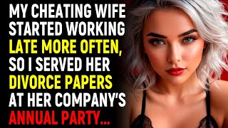 My cheating wife worked late often so I served her divorce papers at her party Cheating story [upl. by Einiar774]