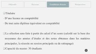 Master professionnel  Comptabilité Contrôle et Audit CCA [upl. by Troth152]