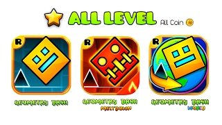 ALL LEVEL  GEOMETRY DASH 10  21  MELTDOWN  WORLD  34 Levels All Coin RopTops 2013  2017 [upl. by Corene]