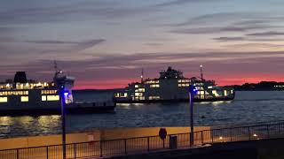 Two wightlink ferries crossing each other at sunset [upl. by Valle]