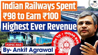 Indian Railways Spent Rs 9810 to Earn Rs 100 in 202223  UPSC GS3 [upl. by Boser]