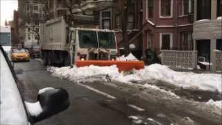 DSNY NEW YORK CITY DEPARTMENT OF SANITATION PLOWING THE STREETS OF NEW YORK CITY DURING THE STORM [upl. by Gorlicki492]