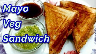 Veg Bread Sandwich Recipe  Mayonnaise Veg Sandwich  Sandwich Recipe  Mayo Bread Sandwich Recipe [upl. by Dallman]