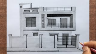 How to Draw a House in 1Point Perspective [upl. by Enigroeg]