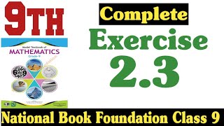 class 9 maths chapter 2 exercise 23 new book  national book foundation class 9 mathsfazal academy [upl. by Racklin]