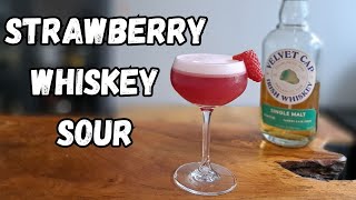 Strawberry Whiskey Sour  Cocktail Recipe [upl. by Ecirtnom980]