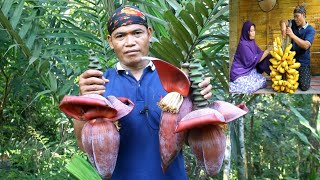 Pecak goreng jantung pisang batang daun ubi jalar pisang gebrot untuk buka puasa h11 [upl. by Arhsub]