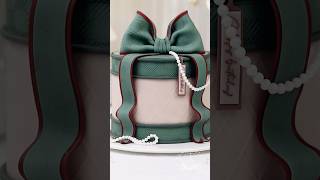 Vintage Green Bag Fondant Cake with Bow Topper  Fondant cake trending shorts cake fondant [upl. by Saidee]