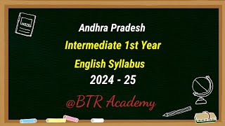 AP Inter 1st Year English Syllabus 202425 BTRAcademy [upl. by Owena]