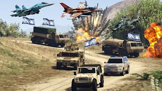 Irani Fighter Jets amp Helicopters Attack on Israeli Military Weapons Supply Convoy  GTA5 [upl. by Sirtaeb]