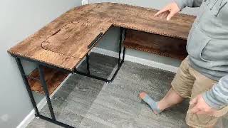 L Shaped Computer Tiltable Desk with Shelves Corner Desk Drafting Office Table Workstation Review [upl. by Leile490]