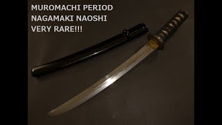 Muromachi Period Nagamaki Naoshi  Wakizashi  Kodachi [upl. by Lesser]