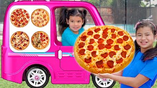 Emma Jannie and Friends Pizza Drive Thru Food Toys Episodes for Kids [upl. by Lordan]