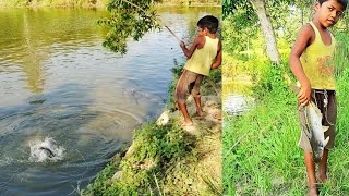 Fishing video in our big pond 24kg fish fishing fish villagepond [upl. by Ynned]