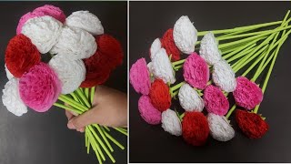 Most beautiful crepe paper flowers bouquet how to make crepe paper flowers bouquet [upl. by Aynodal399]