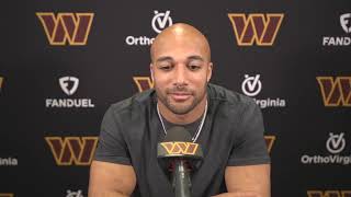 RB Austin Ekeler Meets the Media After Signing as a Washington Commander [upl. by Eeleak]