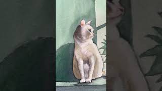 Watercolour painting watercolour painting art shorts nature cat short fun free travel [upl. by Yrohcaz71]