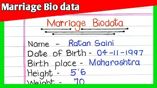 Marriage Biodata  Biodata For Marriage  Marriage Biodata Format In English [upl. by Shoemaker666]