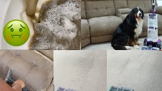 Hoover SmartWash Pet carpet washer unboxing and demo on rug and couch [upl. by Micco]