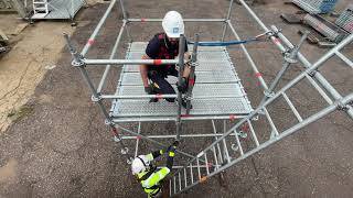 Scaffolding training instructions how to assemble simplest Layher scaffold construction step by step [upl. by Meave]