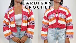 Cardigan Crochet  Chaqueta Kimono Ganchillo  Amigable Principiantes  4 Técnicas Crochet [upl. by Rahr]