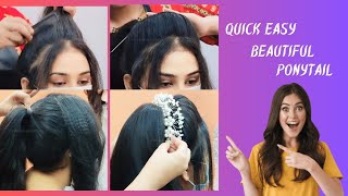 Quick Easy Beautiful Ponytail Hairstyle [upl. by Atsillak336]