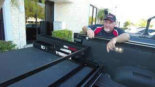 Bed Slide with Storage Bins amp RetraxPro Xr on a 2024 Toyota Tundra review by CampH Auto Accessories [upl. by Mailliw]