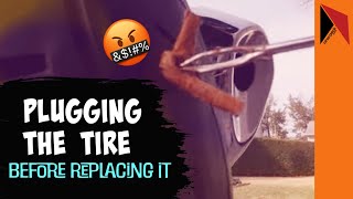 Practice punctured tire plugging Learning hard way [upl. by Maxy931]