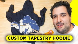 HOW TO MAKE A CUSTOM TAPESTRY HOODIE DIY Defective Garment [upl. by Tamarah]