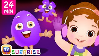 Learn PURPLE Colour with Funny Egg Surprise Toys amp Songs  ChuChuTV Colorful Surprise Eggs for Kids [upl. by Ashli]