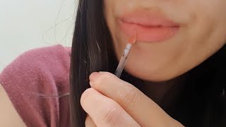 ASMR Good Night Kisses For Your Sleep 😌💕 applying lipgloss makeup camera touching mouth sound [upl. by Auqinot]